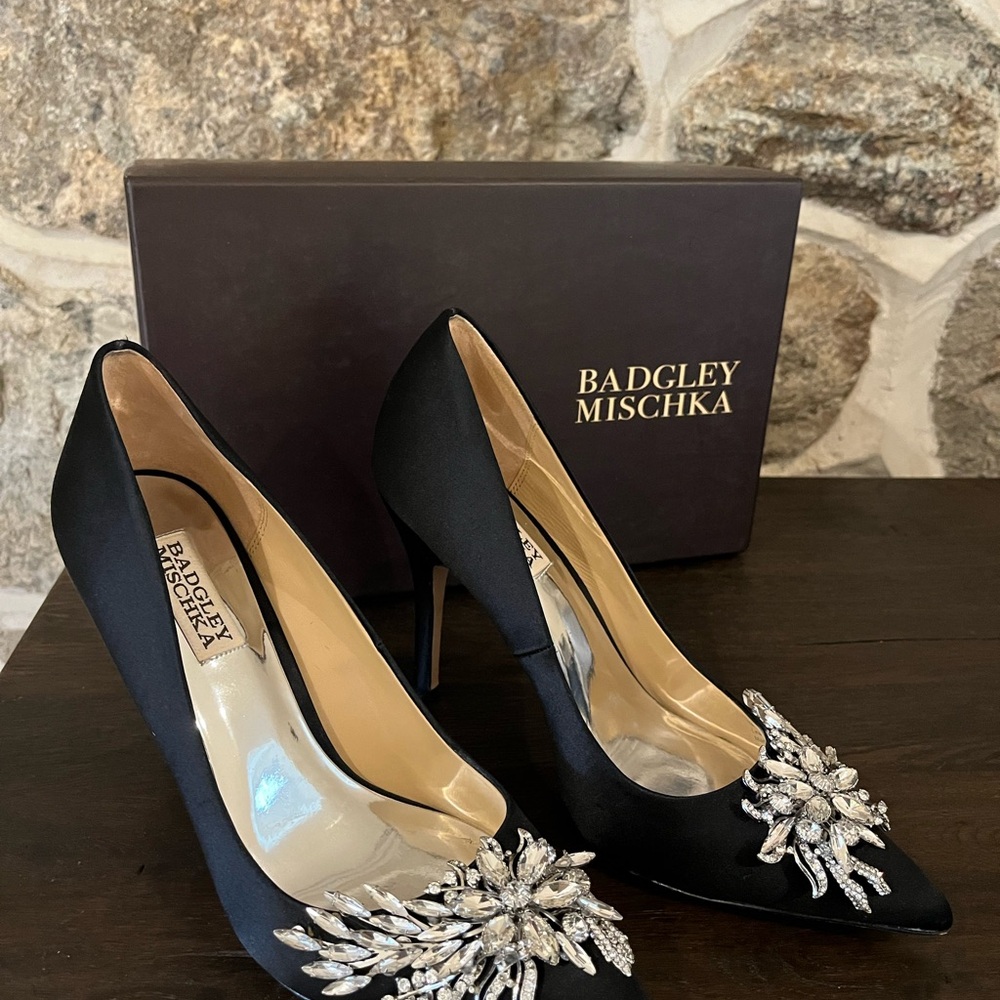 Badgley Mischka Marcela Black Embellished Women's Heels